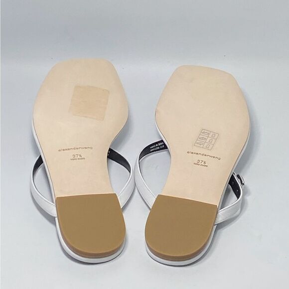 Alexander Wang Ivy Rhinestone Logo Leather Thong Sandals size 37.5 - Picture 11 of 12